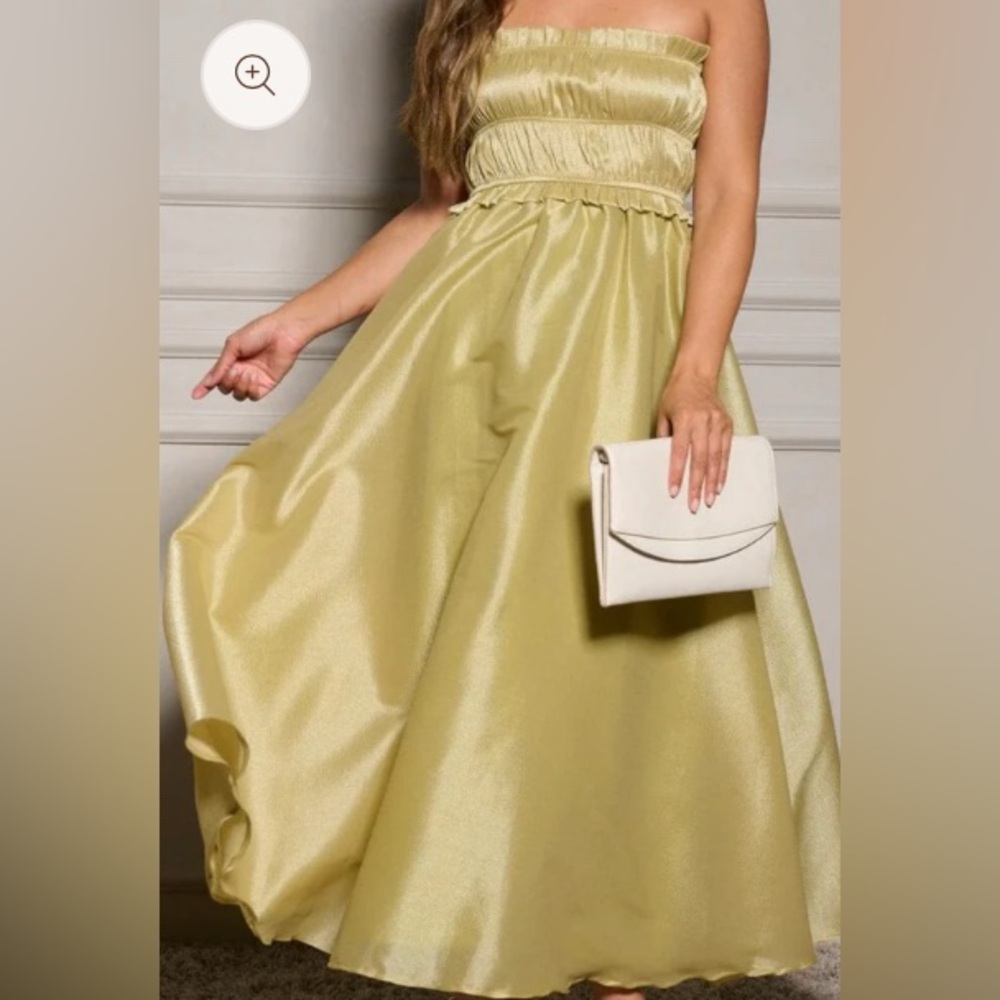 Klesis Gold Pleated Strapless Dress - Picture 5 of 6